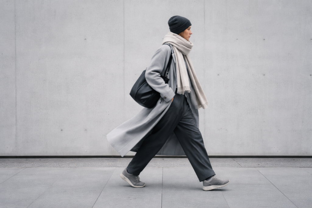 [dark] Standard blogheader: urban mode-øjeblik i bevægelse, med plads til overskrift, til artikler om trends, guides og brands.