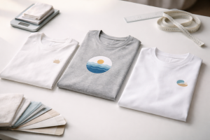 T-shirt med tryk: sådan vælger du materiale, pasform, placering og tryk, der holder