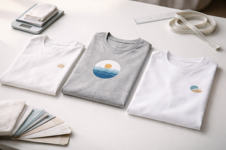 T-shirt med tryk: sådan vælger du materiale, pasform, placering og tryk, der holder